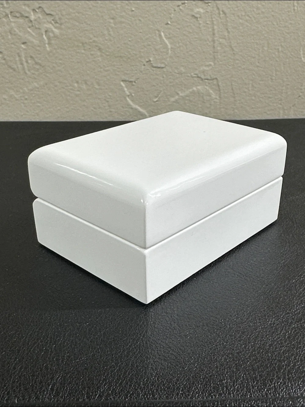 Premium White Lacquered Wooden Double Ring Box • Ring Bearer Box